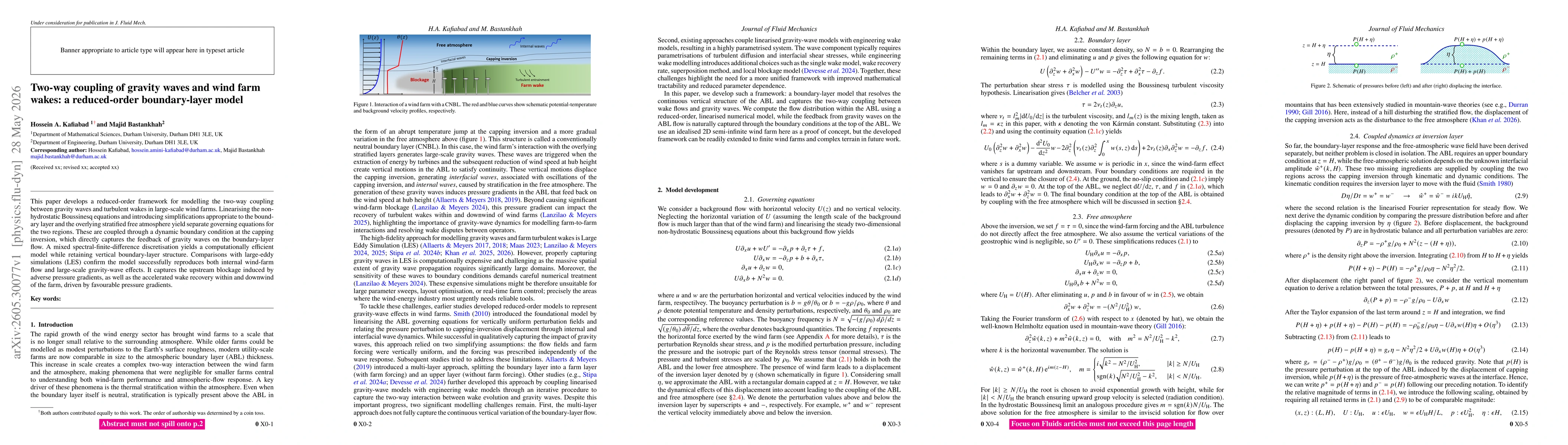 Thumbnail for Two-way coupling of gravity waves and wind farm wakes: a reduced-order boundary-layer model