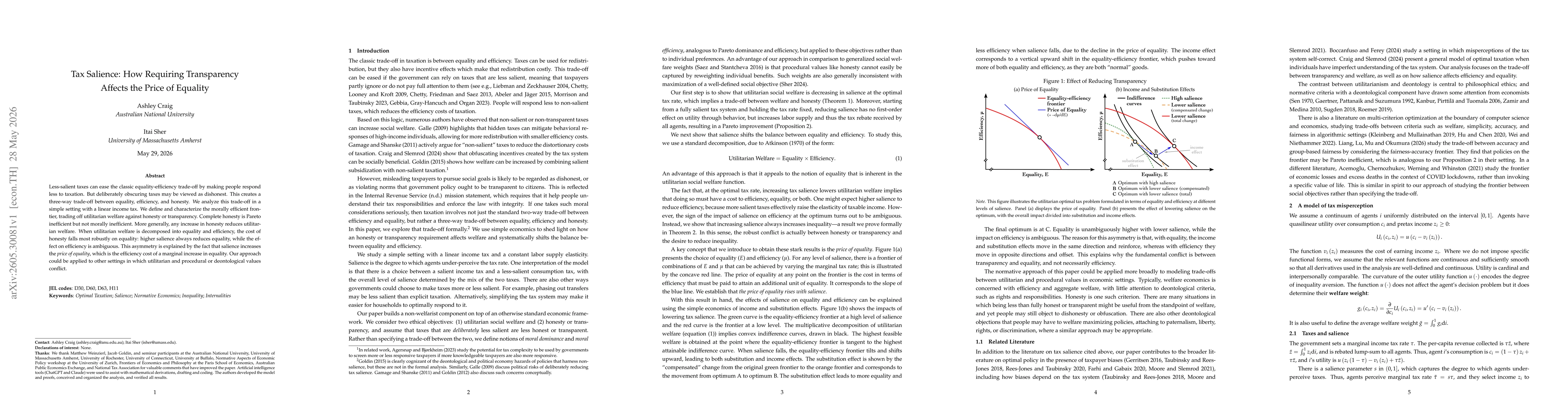 Thumbnail for Tax Salience: How Requiring Transparency Affects the Price of Equality