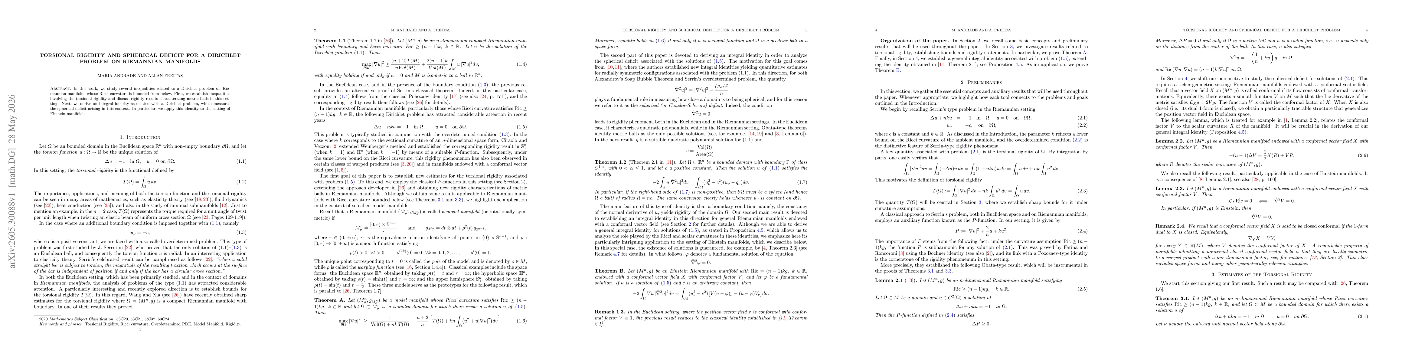 Thumbnail for Torsional Rigidity and Spherical Deficit for a Dirichlet Problem on Riemannian Manifolds