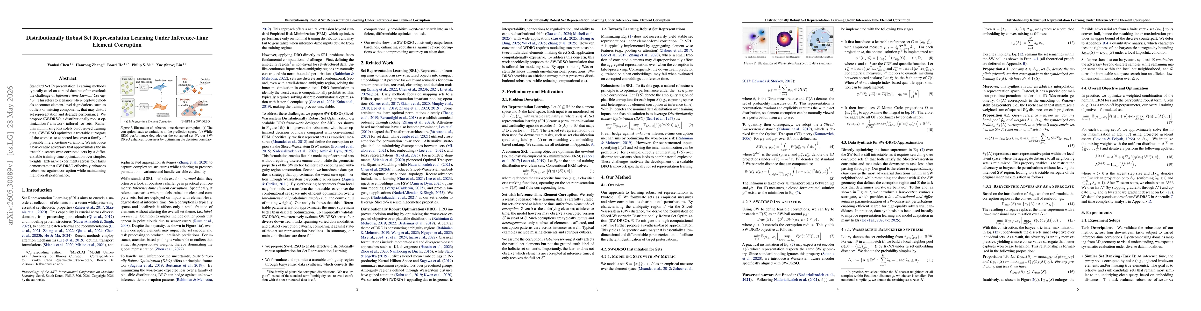Thumbnail for Distributionally Robust Set Representation Learning Under Inference-Time Element Corruption