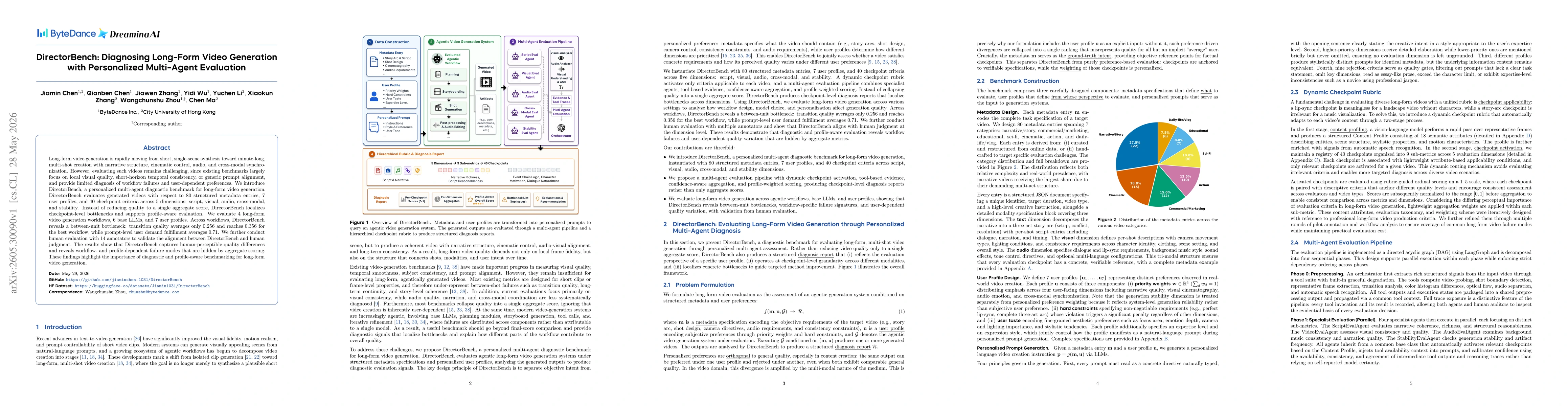 Thumbnail for DirectorBench: Diagnosing Long-Form Video Generation with Personalized Multi-Agent Evaluation