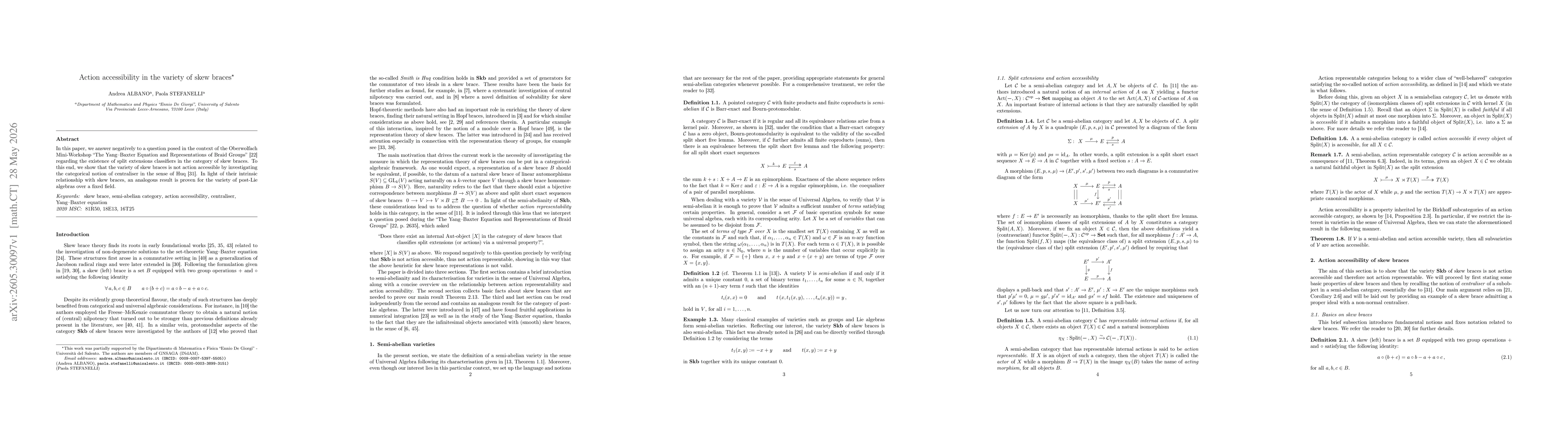 Thumbnail for Action accessibility in the variety of skew braces