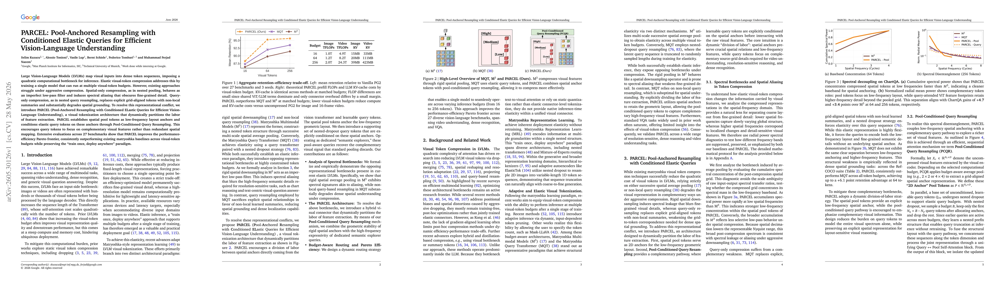 Thumbnail for PARCEL: Pool-Anchored Resampling with Conditioned Elastic Queries for Efficient Vision-Language Understanding