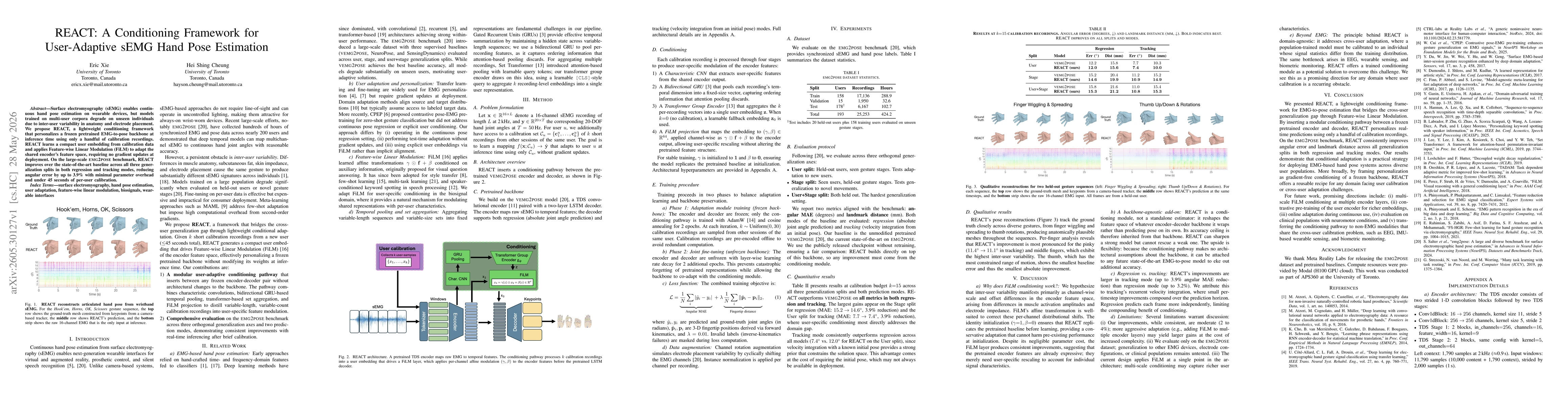 Thumbnail for REACT: A Conditioning Framework for User-Adaptive sEMG Hand Pose Estimation