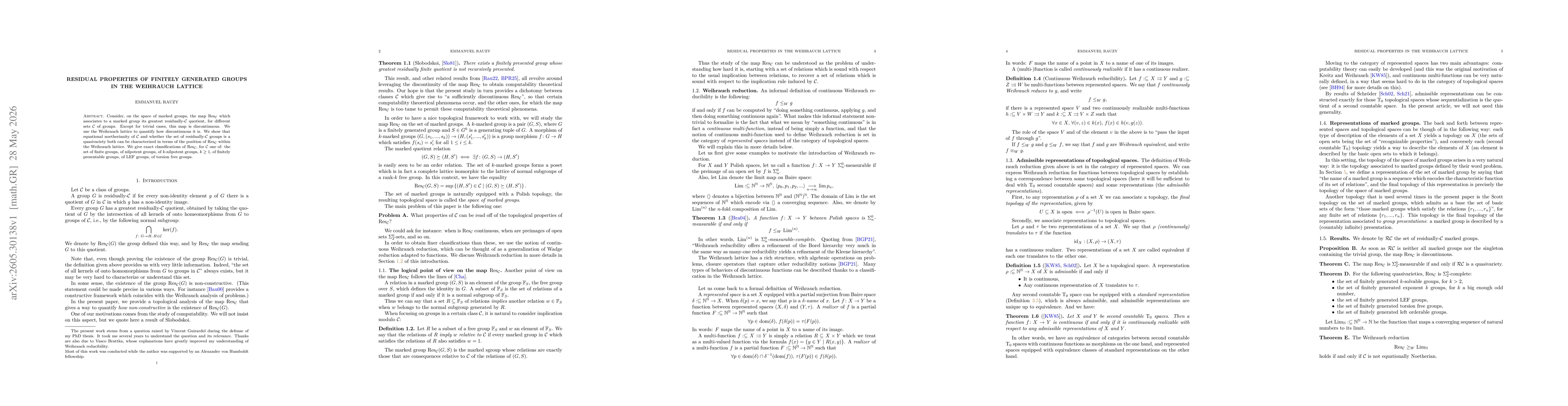 Thumbnail for Residual properties of finitely generated groups in the Weihrauch lattice