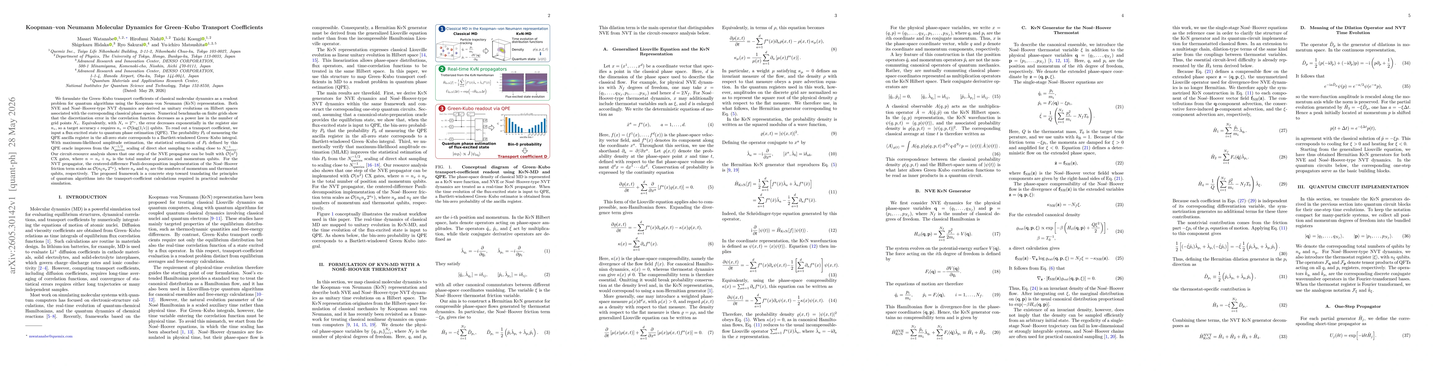 Thumbnail for Koopman--von Neumann Molecular Dynamics for Green--Kubo Transport Coefficients