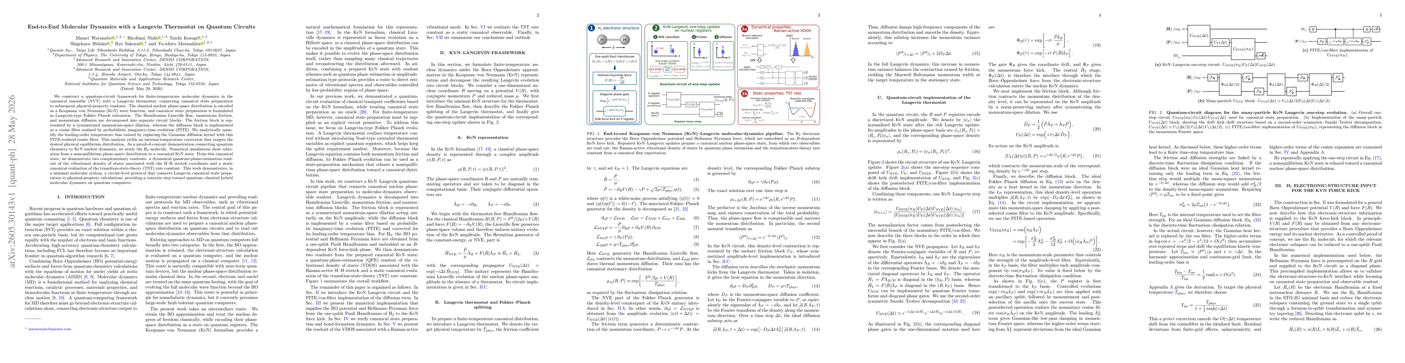 Thumbnail for End-to-End Molecular Dynamics with a Langevin Thermostat on Quantum Circuits