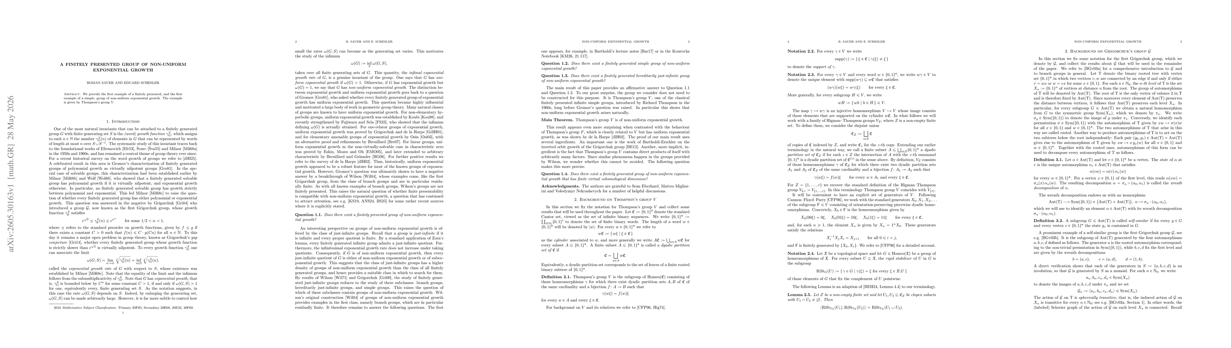 Thumbnail for A finitely presented group of non-uniform exponential growth
