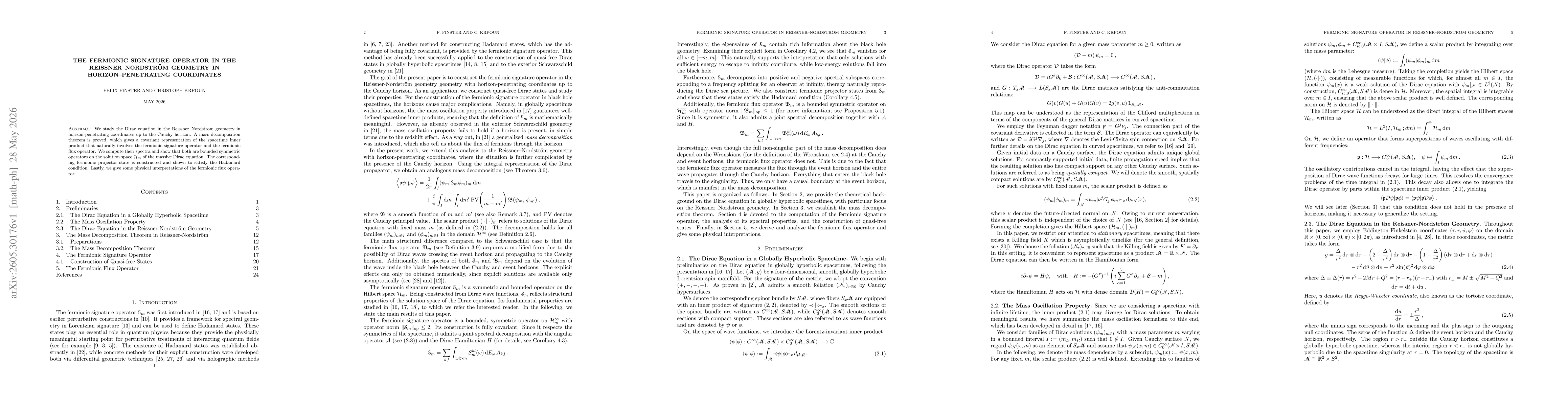 Thumbnail for The Fermionic Signature Operator in the Reissner-Nordström Geometry in Horizon-Penetrating Coordinates