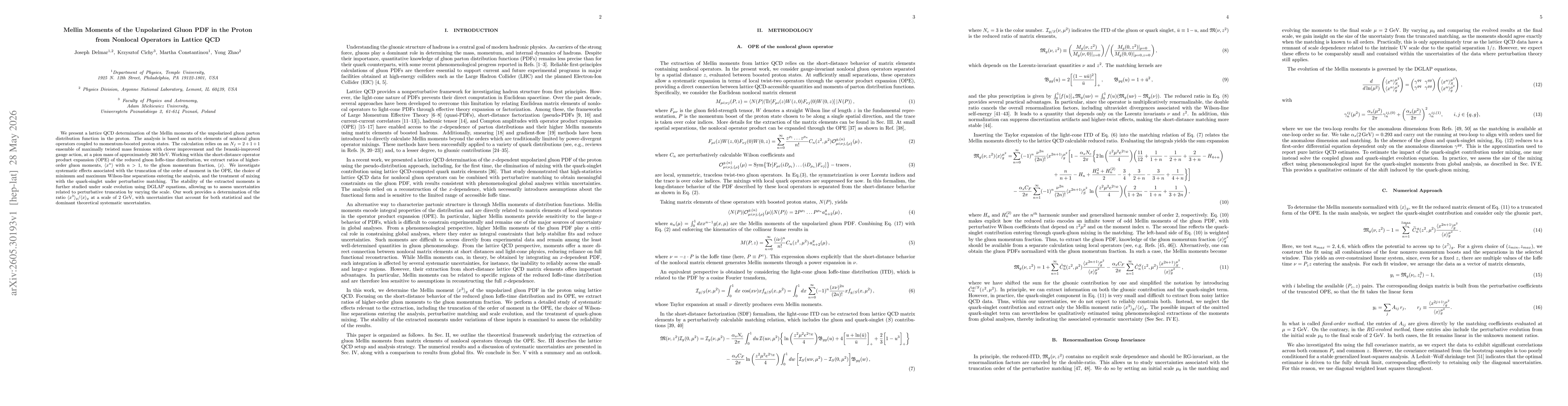Thumbnail for Mellin Moments of the Unpolarized Gluon PDF in the Proton from Nonlocal Operators in Lattice QCD