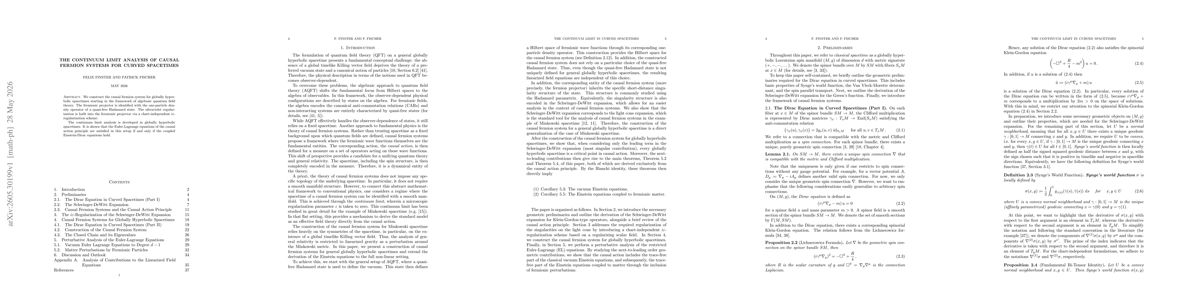 Thumbnail for The Continuum Limit Analysis of Causal Fermion Systems for Curved Spacetimes