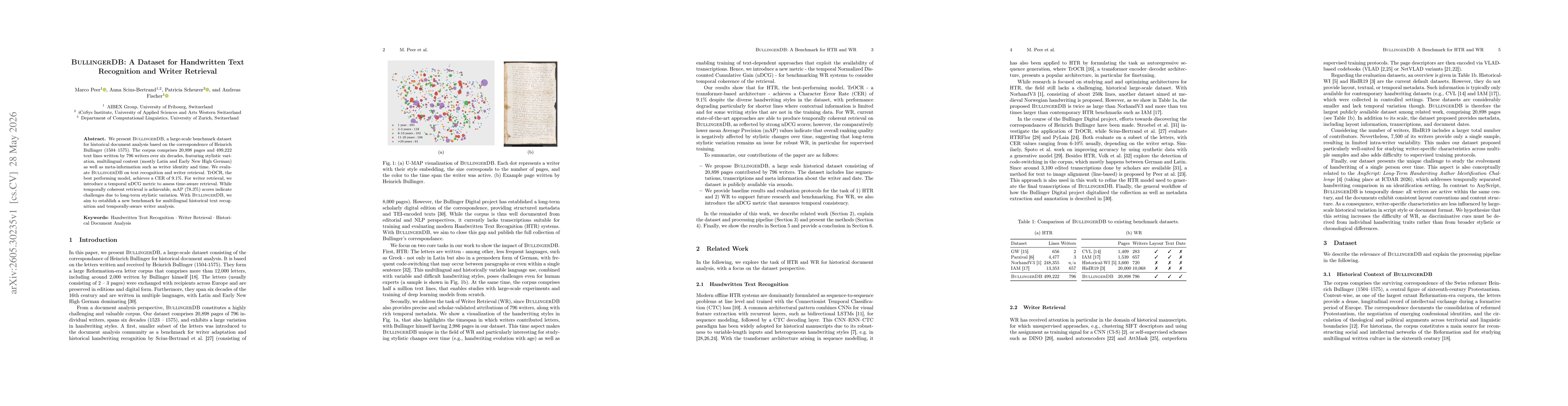 Thumbnail for BullingerDB: A Dataset for Handwritten Text Recognition and Writer Retrieval