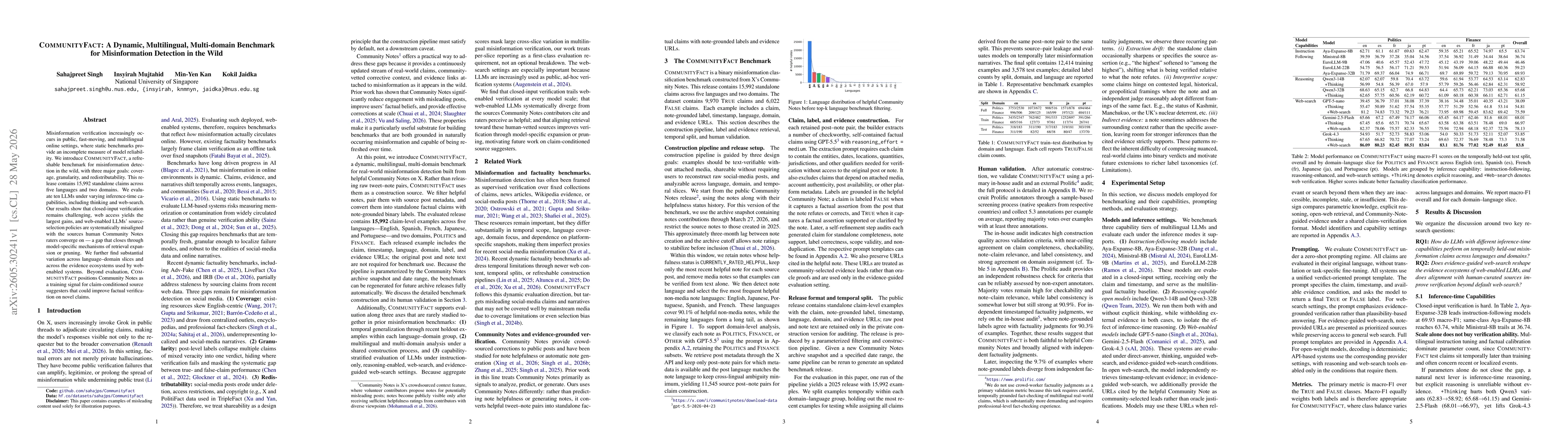 Thumbnail for CommunityFact: A Dynamic, Multilingual, Multi-domain Benchmark for Misinformation Detection in the Wild