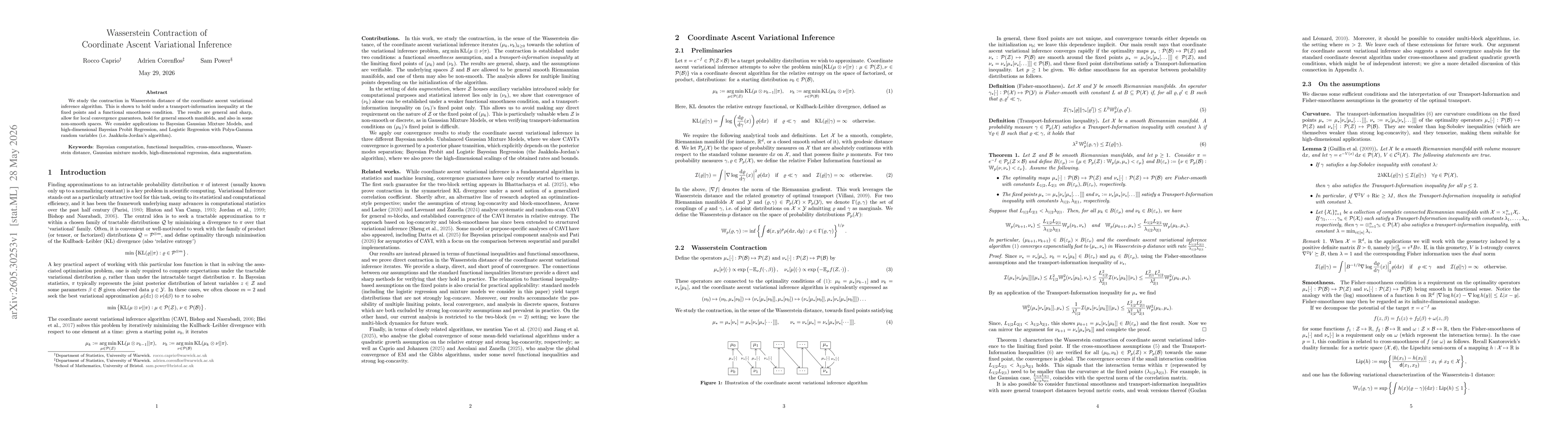 Thumbnail for Wasserstein Contraction of Coordinate Ascent Variational Inference