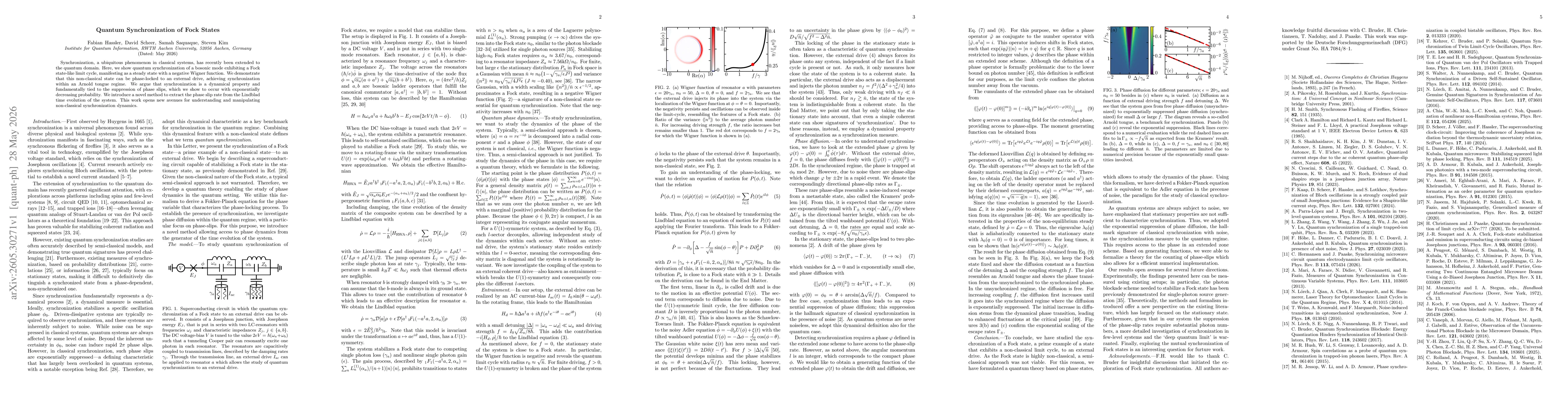 Thumbnail for Quantum Synchronization of Fock States