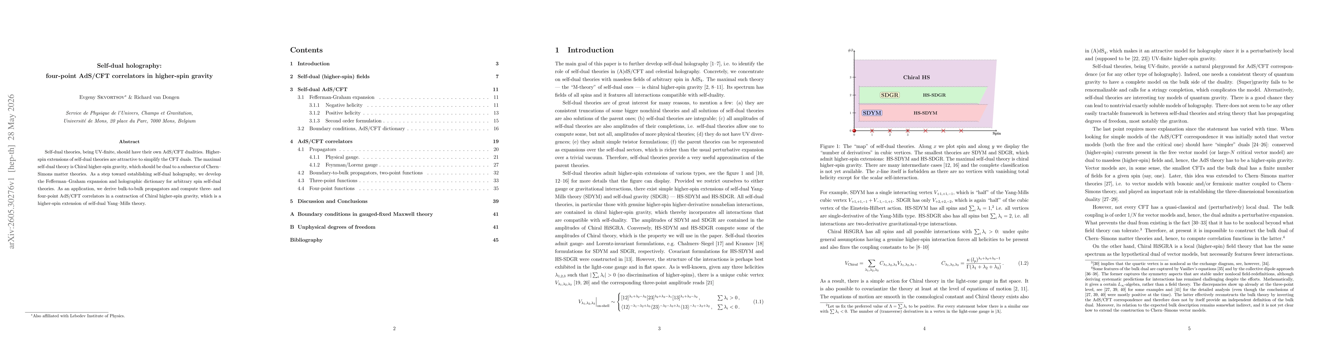Thumbnail for Self-dual holography: four-point AdS/CFT correlators in higher-spin gravity