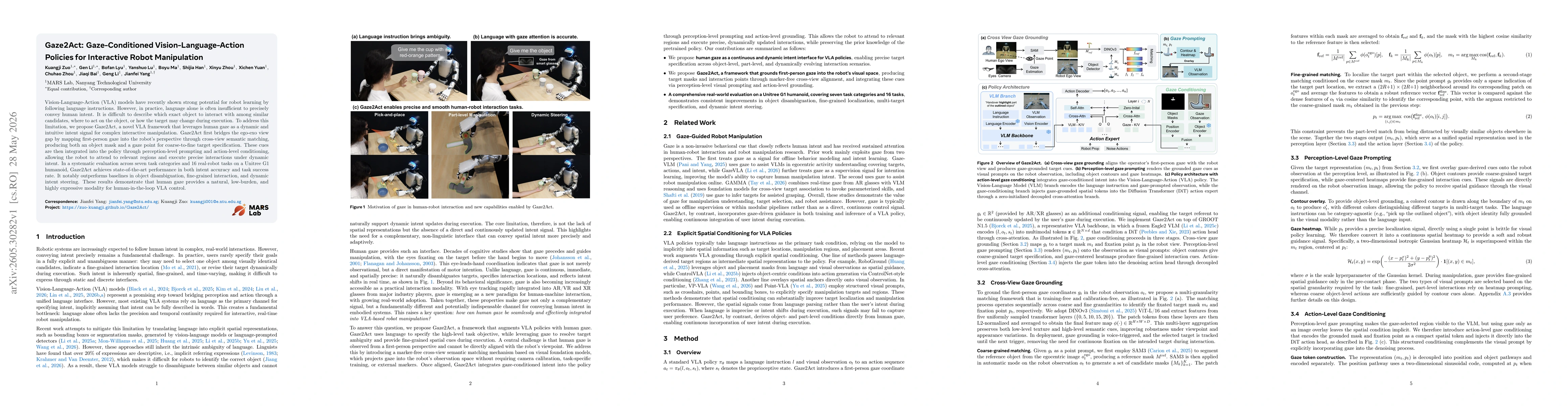 Thumbnail for Gaze2Act: Gaze-Conditioned Vision-Language-Action Policies for Interactive Robot Manipulation