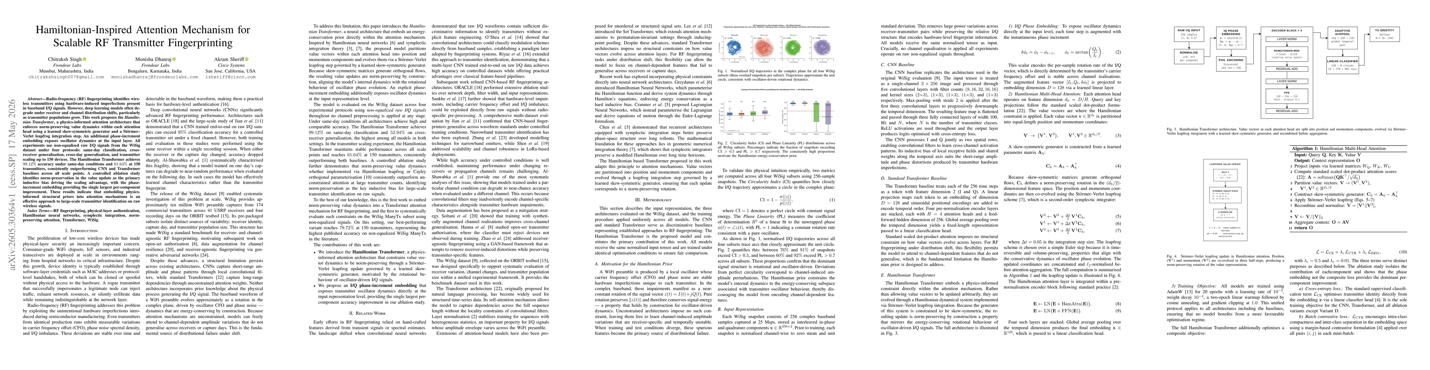 Thumbnail for Hamiltonian-Inspired Attention Mechanism for Scalable RF Transmitter Fingerprinting