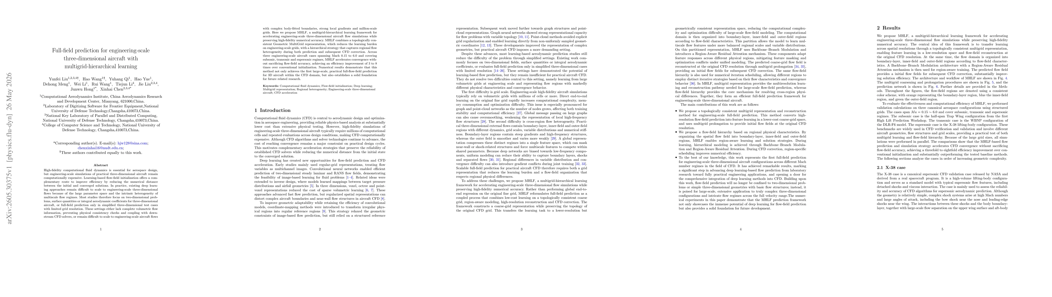 Thumbnail for Full-field prediction for engineering-scale three-dimensional aircraft with multigrid-hierarchical learning