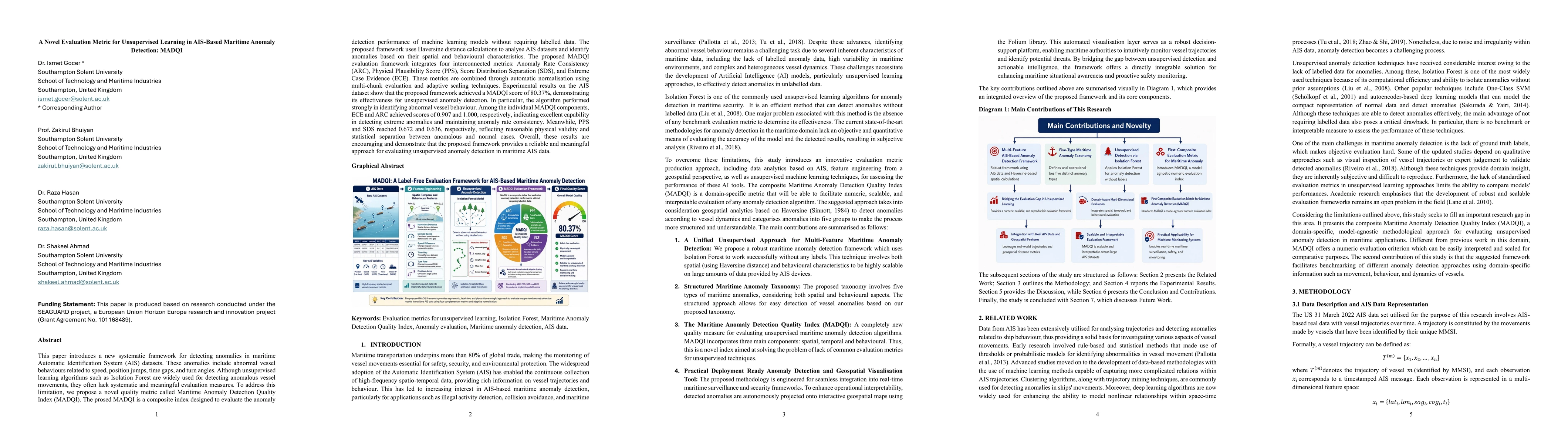Thumbnail for A Novel Evaluation Metric for Unsupervised Learning in AIS-Based Maritime Anomaly Detection: MADQI