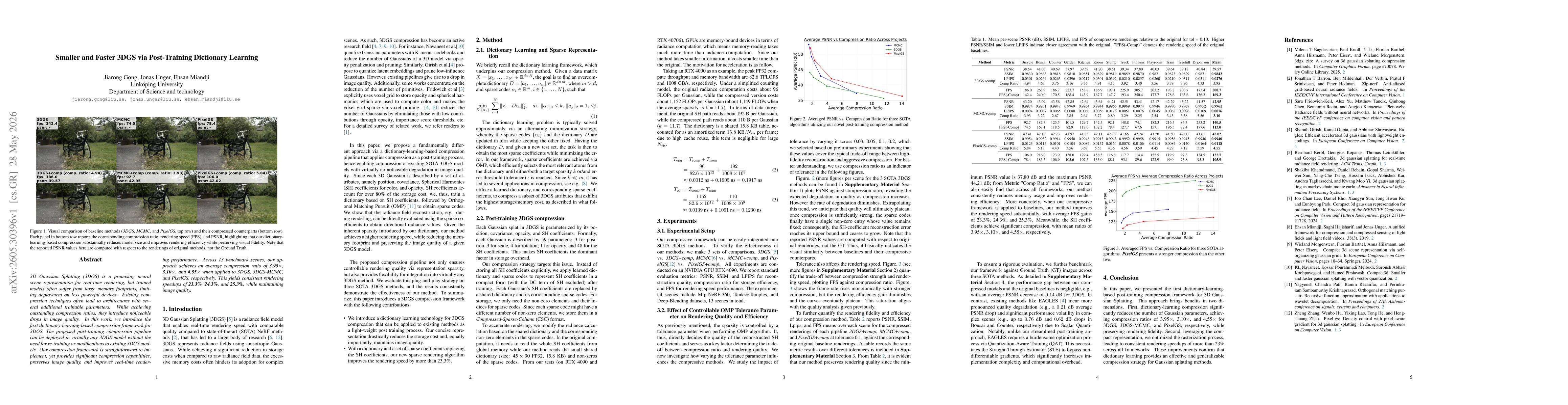 Thumbnail for Smaller and Faster 3DGS via Post-Training Dictionary Learning