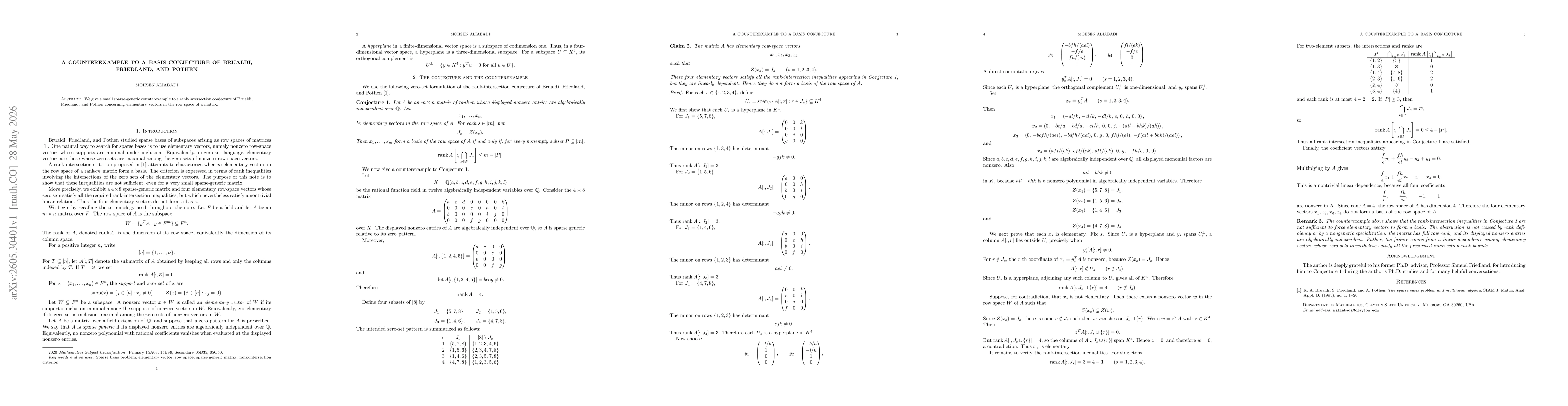Thumbnail for A Counterexample to a basis conjecture of Brualdi, Friedland, and Pothen