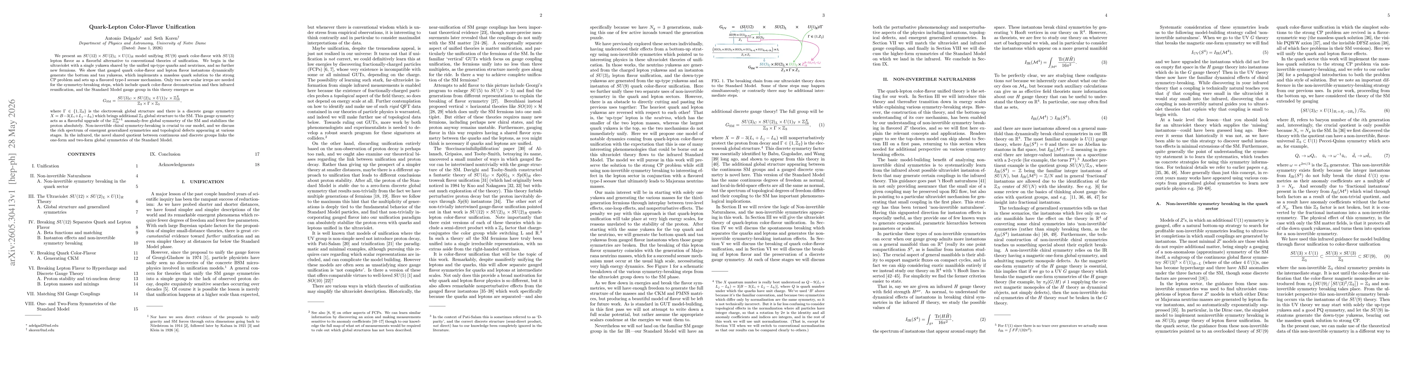 Thumbnail for Quark-Lepton Color-Flavor Unification