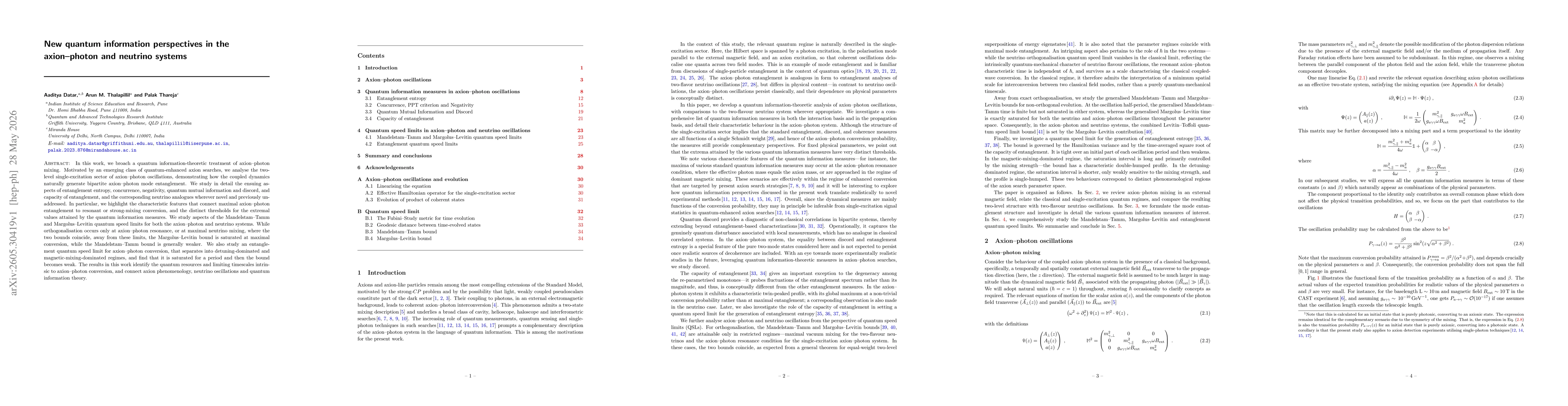 Thumbnail for New quantum information perspectives in the axion--photon and neutrino systems