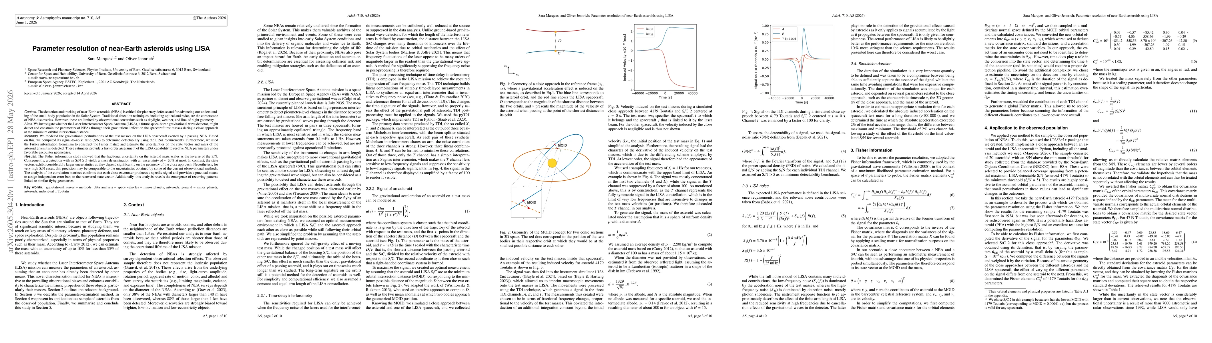 Thumbnail for Parameter resolution of near-Earth asteroids using LISA