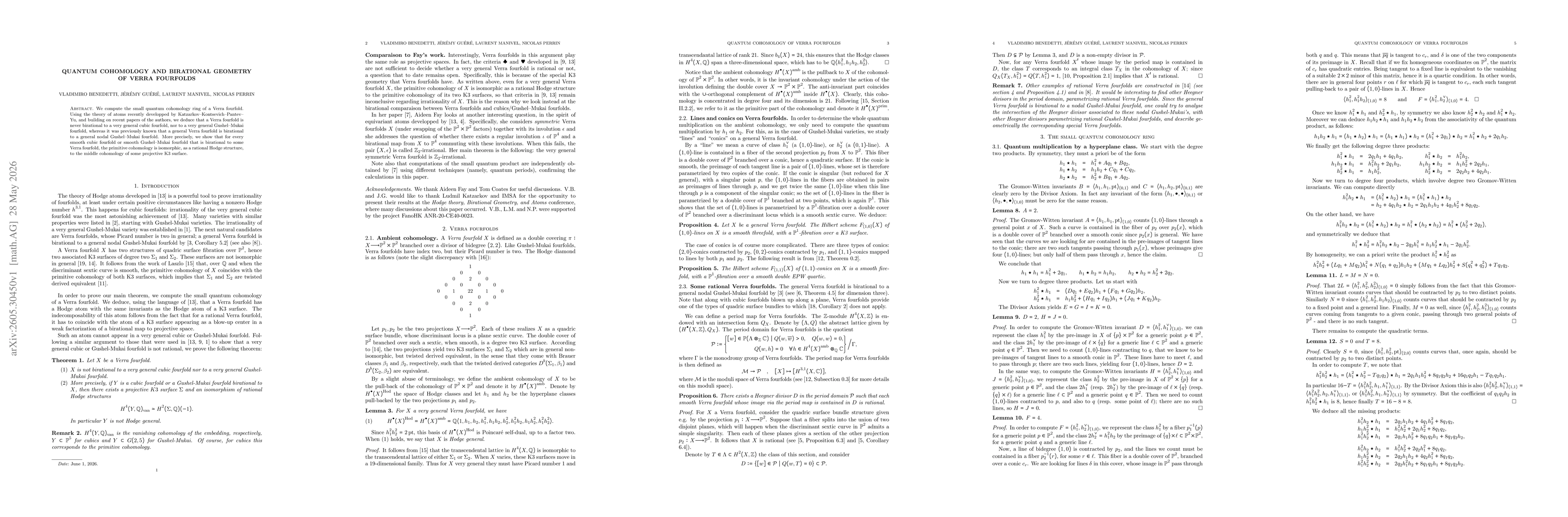 Thumbnail for Quantum cohomology and birational geometry of Verra fourfolds