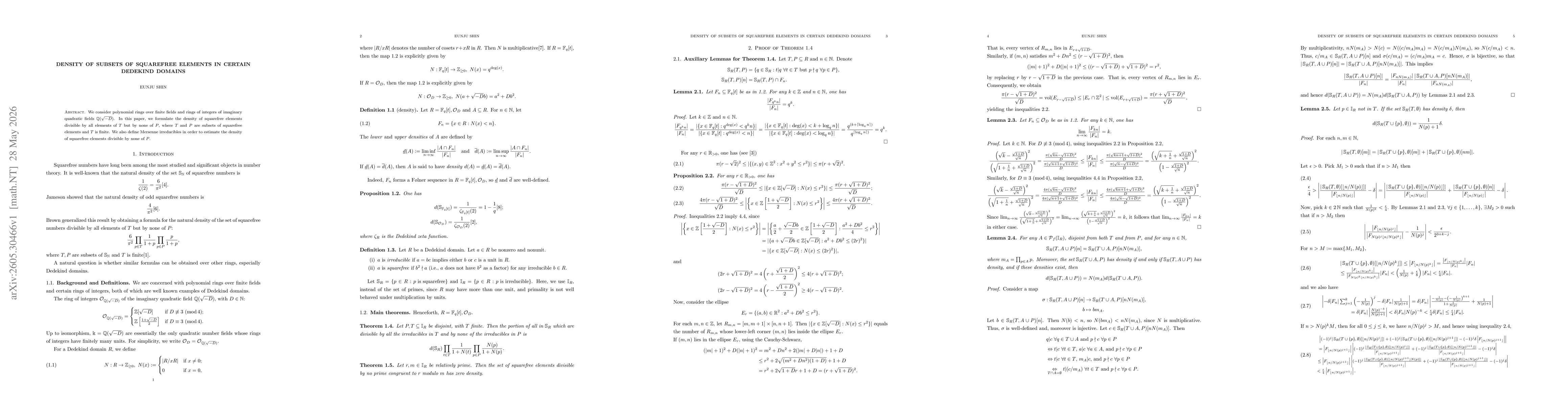 Thumbnail for Density of subsets of squarefree elements in certain Dedekind domains