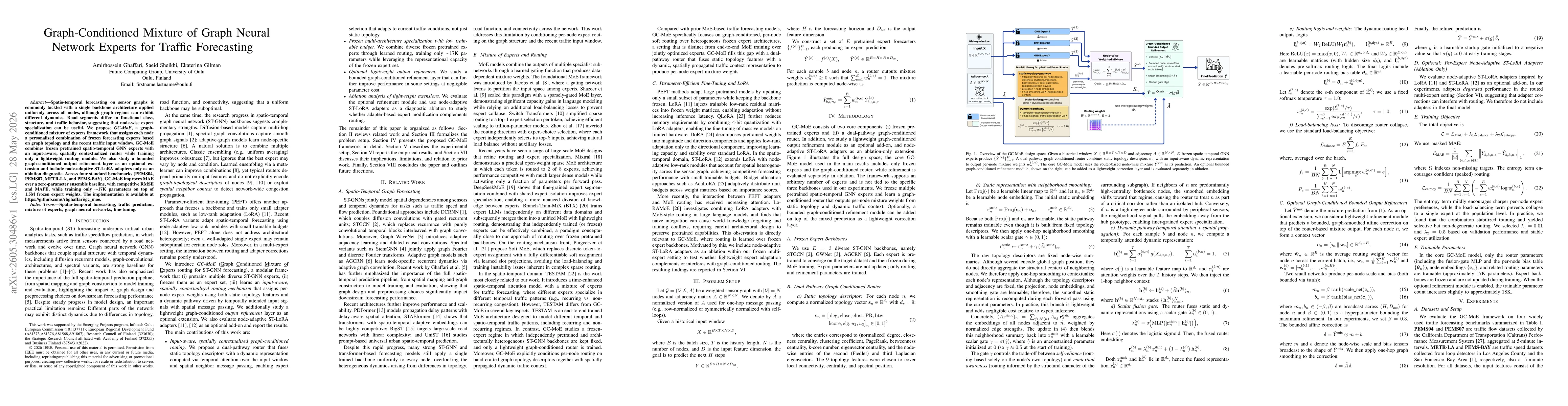 Thumbnail for Graph-Conditioned Mixture of Graph Neural Network Experts for Traffic Forecasting