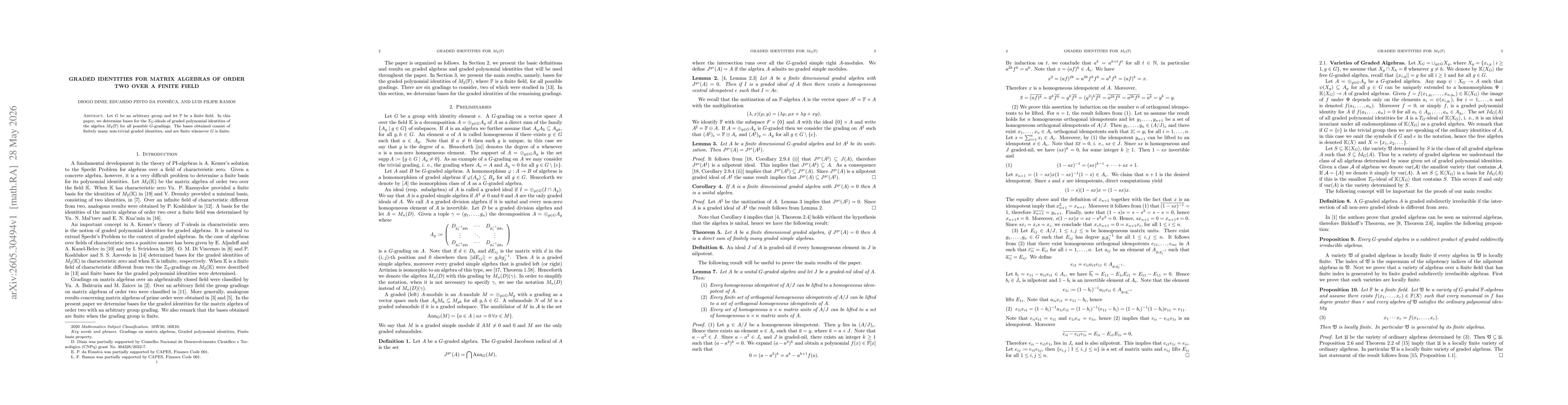 Thumbnail for Graded identities for matrix algebras of order two over a finite field