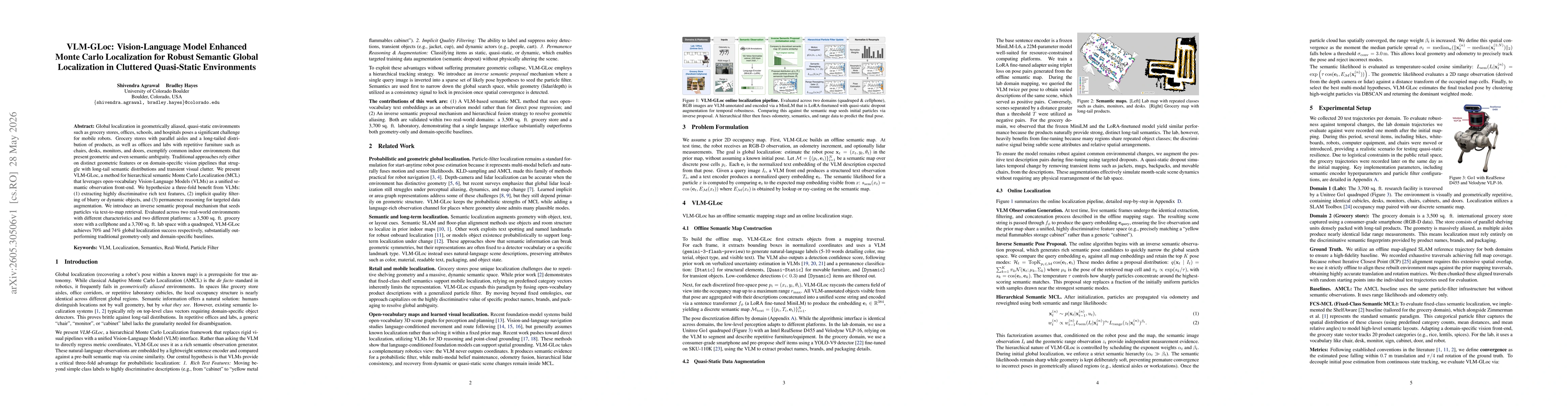 Thumbnail for VLM-GLoc: Vision-Language Model Enhanced Monte Carlo Localization for Robust Semantic Global Localization in Cluttered Quasi-Static Environments