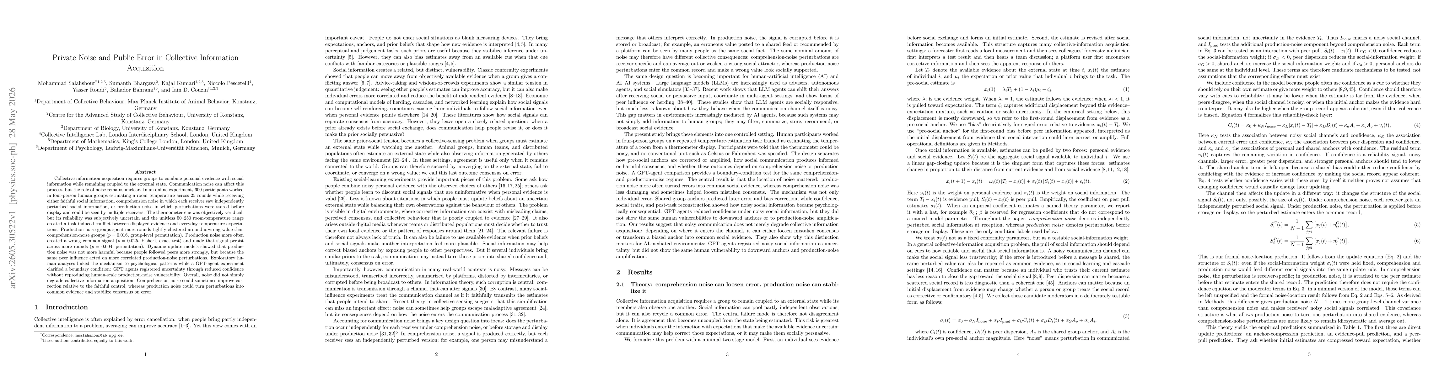 Thumbnail for Private Noise and Public Error in Collective Information Acquisition