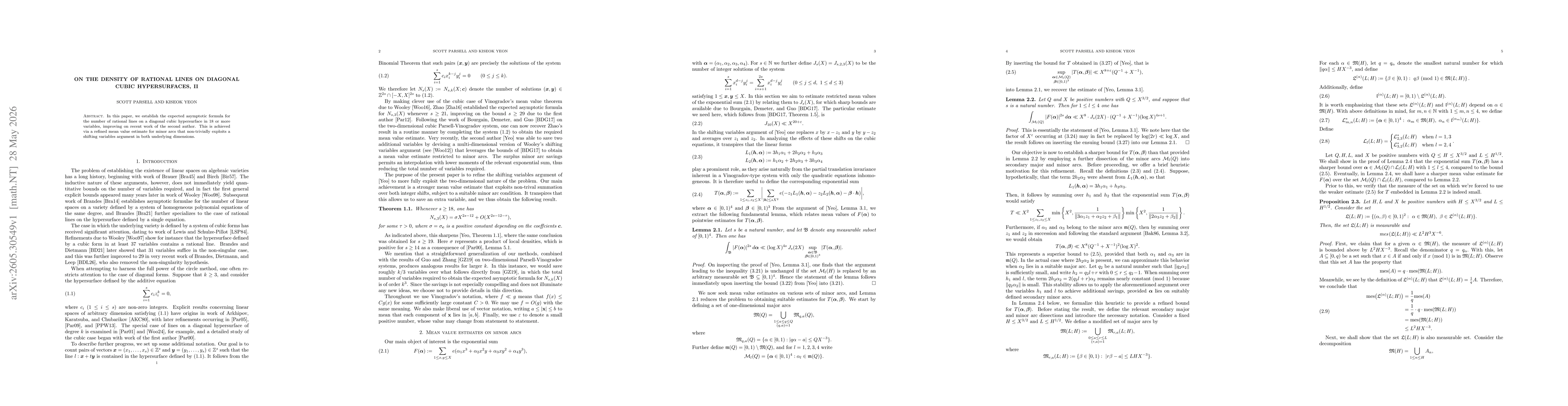 Thumbnail for On the density of rational lines on diagonal cubic hypersurfaces, II
