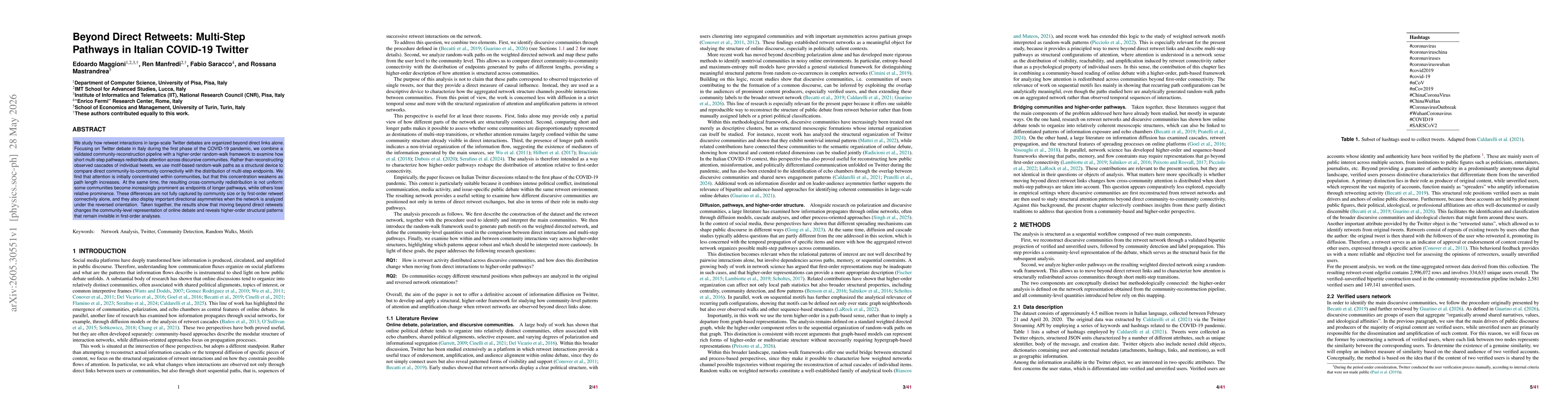 Thumbnail for Beyond Direct Retweets: Multi-Step Pathways in Italian COVID-19 Twitter