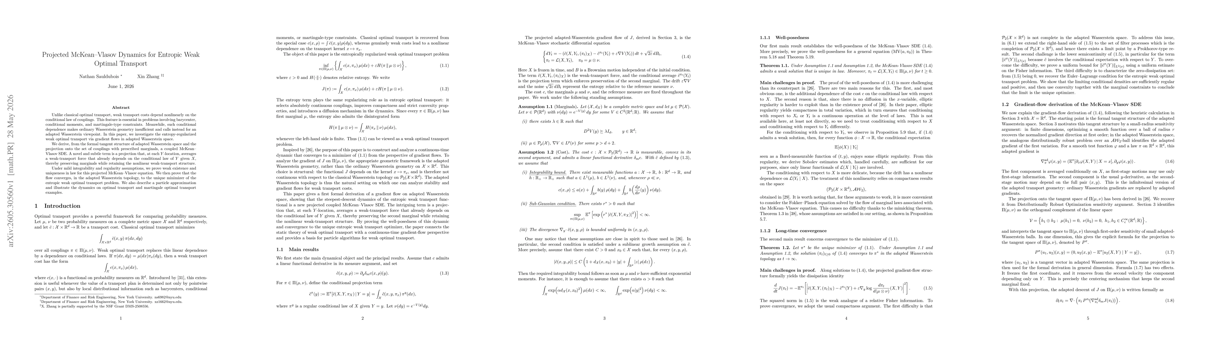 Thumbnail for Projected McKean--Vlasov Dynamics for Entropic Weak Optimal Transport