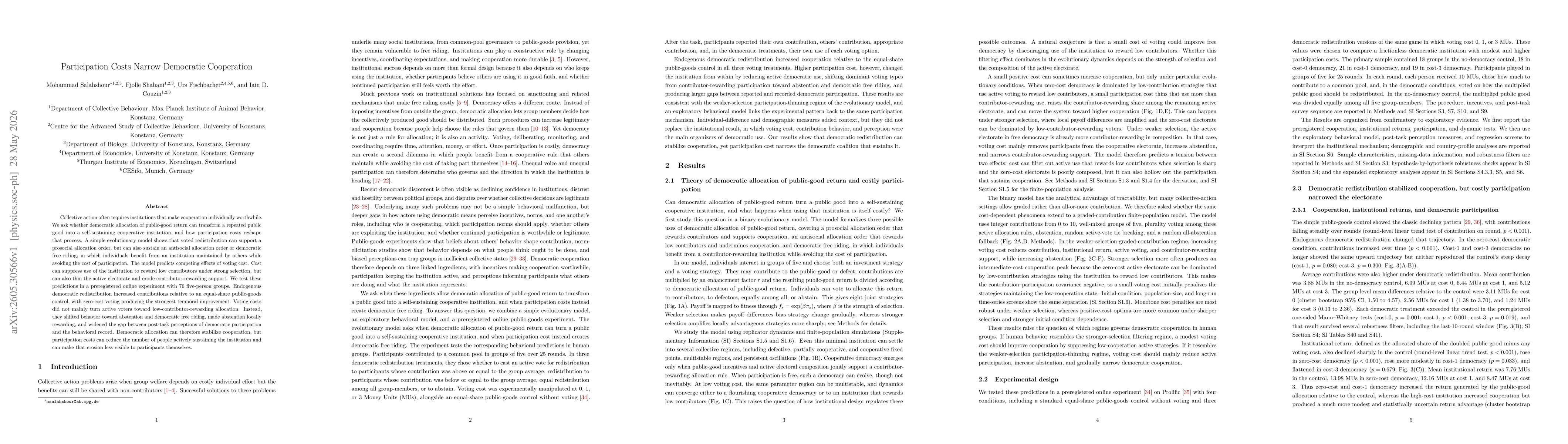 Thumbnail for Participation Costs Narrow Democratic Cooperation