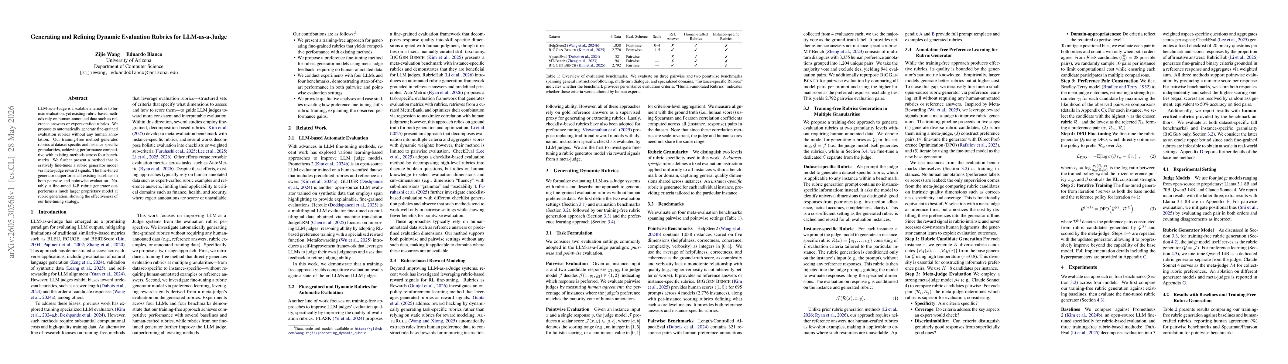 Thumbnail for Generating and Refining Dynamic Evaluation Rubrics for LLM-as-a-Judge