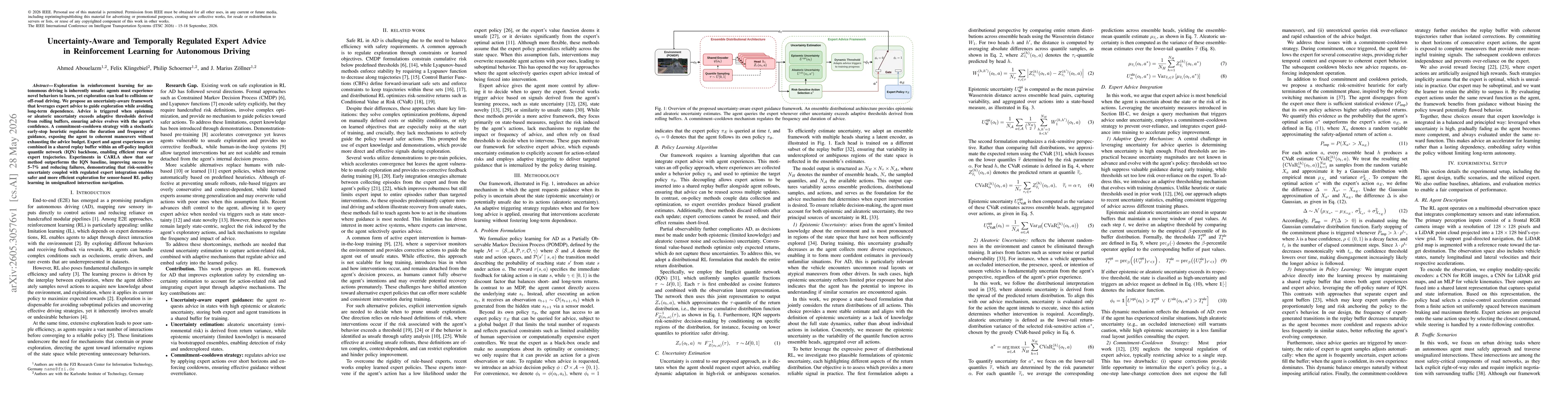 Thumbnail for Uncertainty-Aware and Temporally Regulated Expert Advice in Reinforcement Learning for Autonomous Driving