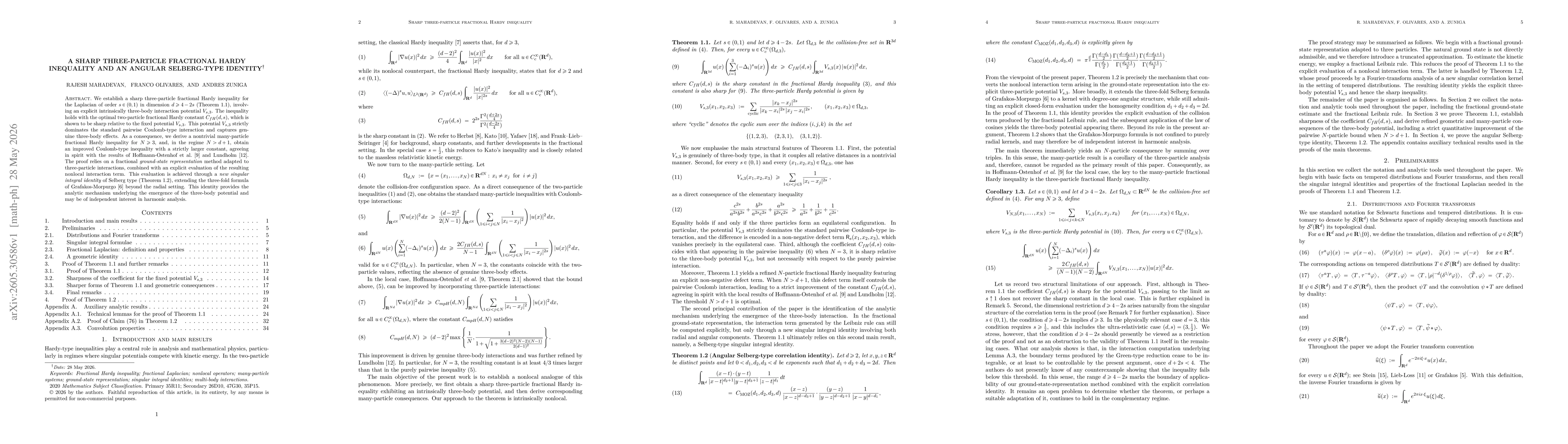Thumbnail for A sharp three-particle fractional Hardy inequality and an angular Selberg-type identity
