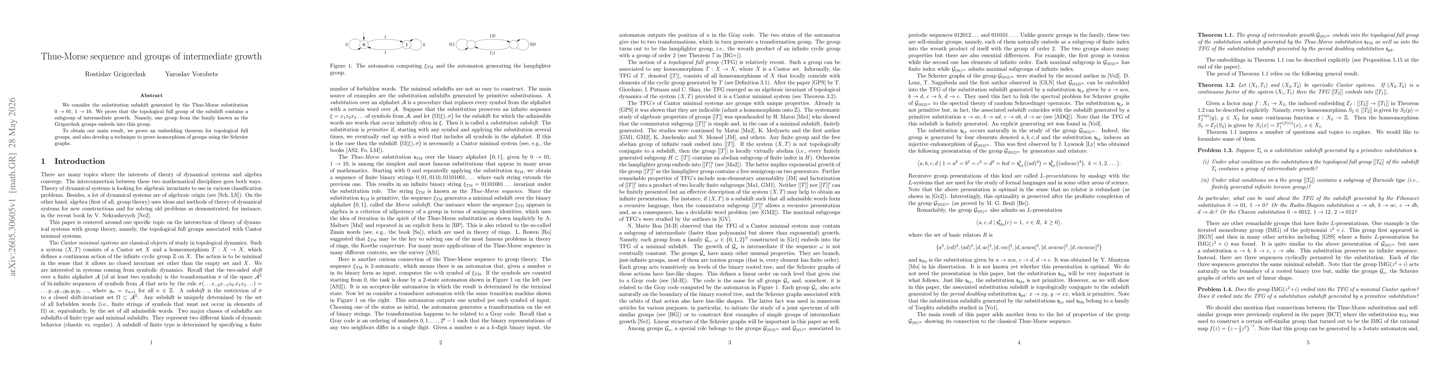 Thumbnail for Thue-Morse sequence and groups of intermediate growth