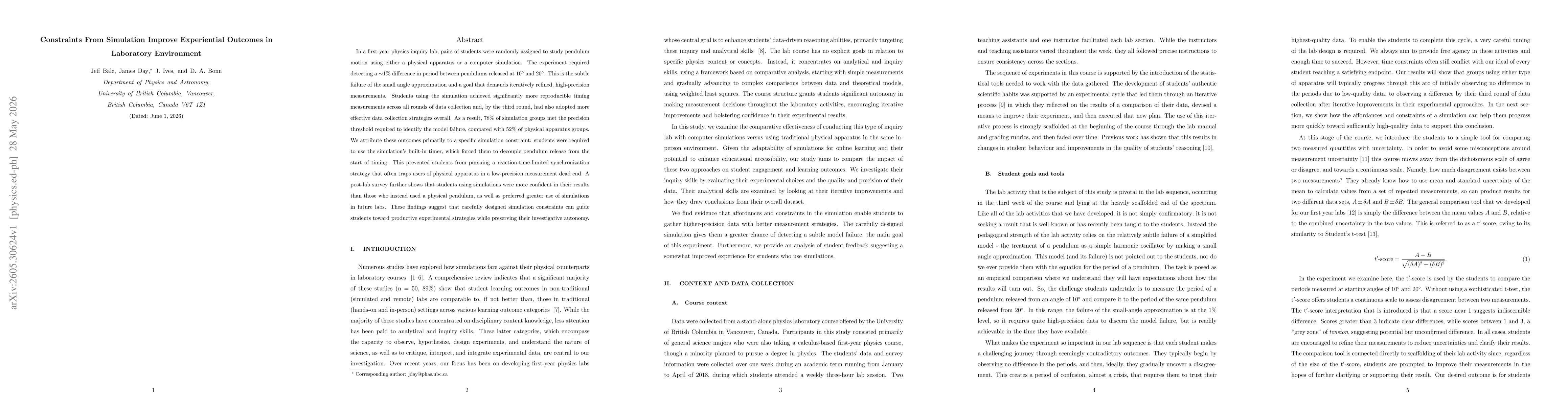 Thumbnail for Constraints From Simulation Improve Experiential Outcomes in Laboratory Environment