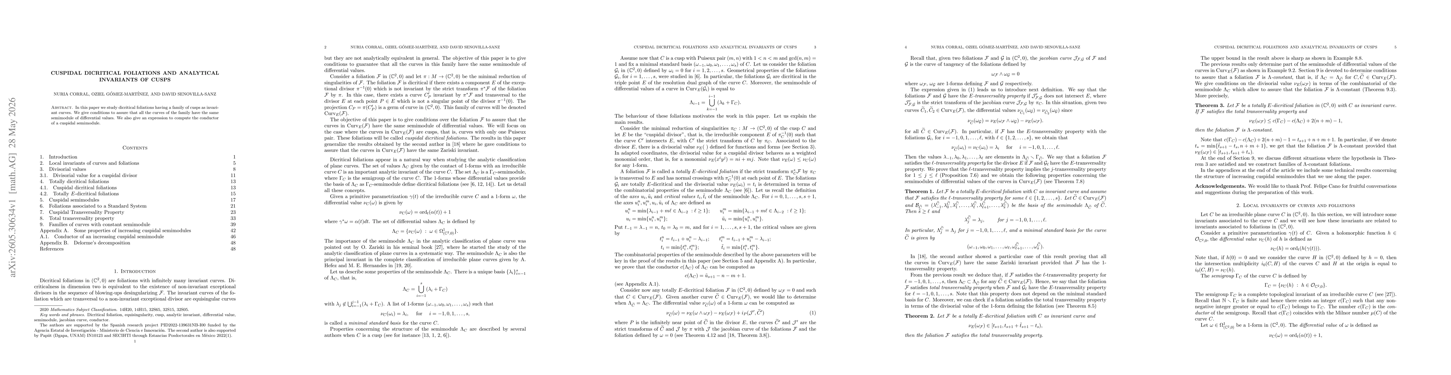 Thumbnail for Cuspidal dicritical foliations and analytical invariants of cusps