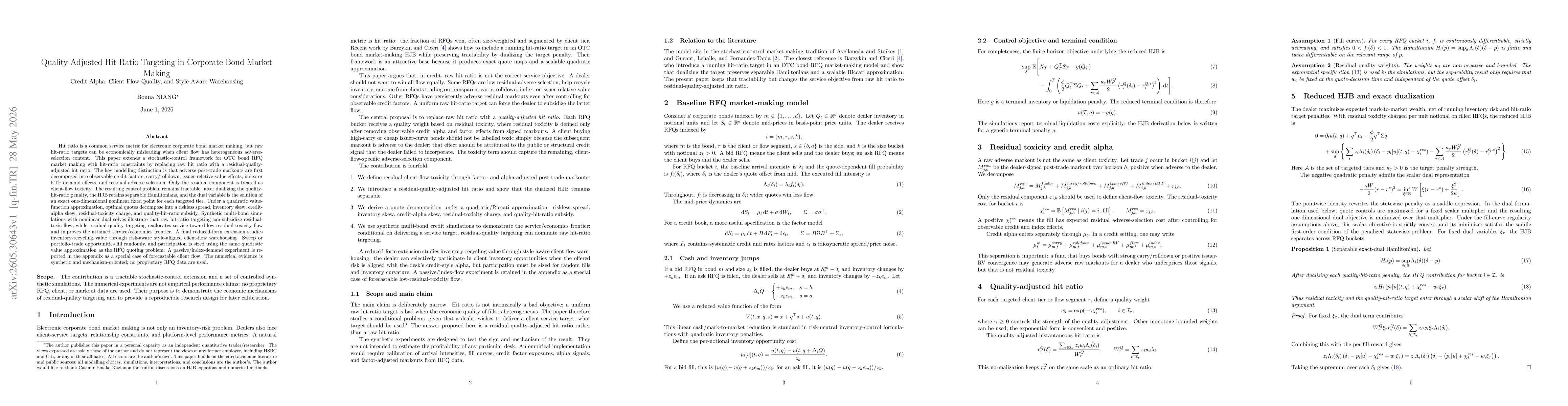 Thumbnail for Quality-Adjusted Hit-Ratio Targeting in Corporate Bond Market Making