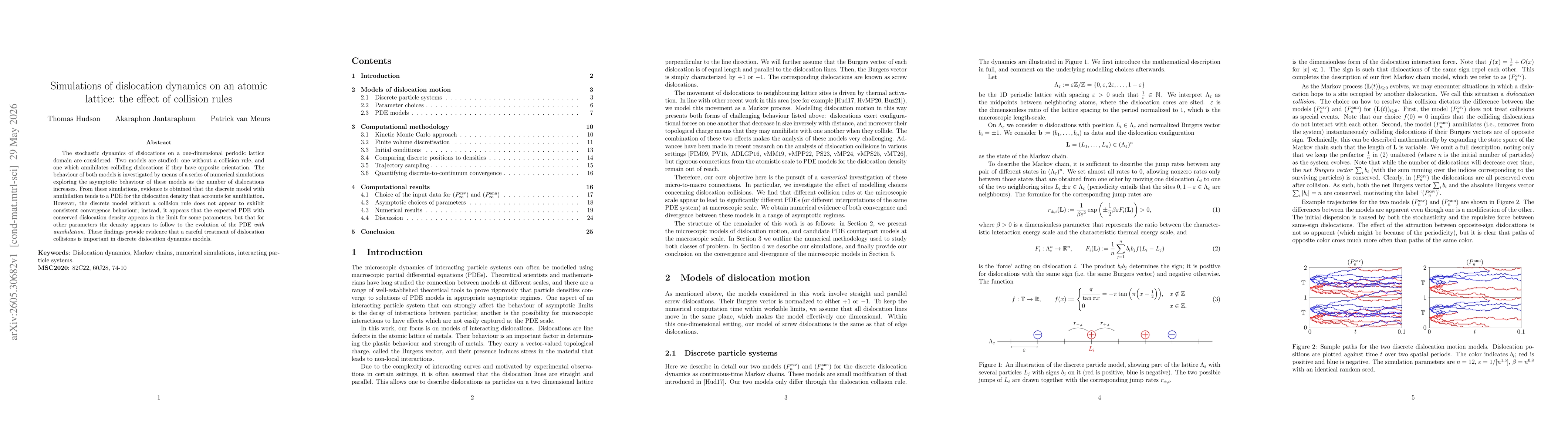Thumbnail for Simulations of dislocation dynamics on an atomic lattice: the effect of collision rules