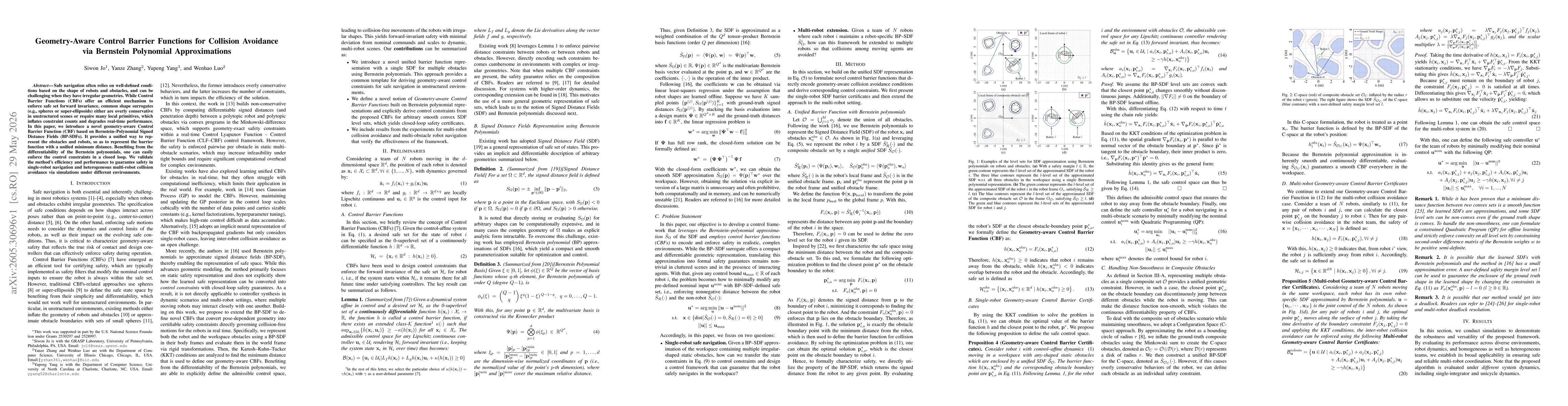 Thumbnail for Geometry-Aware Control Barrier Functions for Collision Avoidance via Bernstein Polynomial Approximations