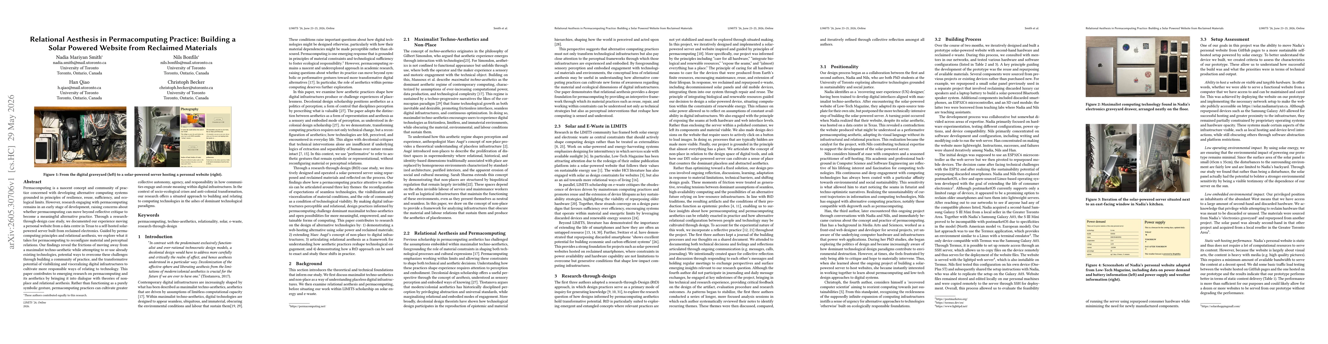 Thumbnail for Relational Aesthesis in Permacomputing Practice: Building a Solar Powered Website from Reclaimed Materials