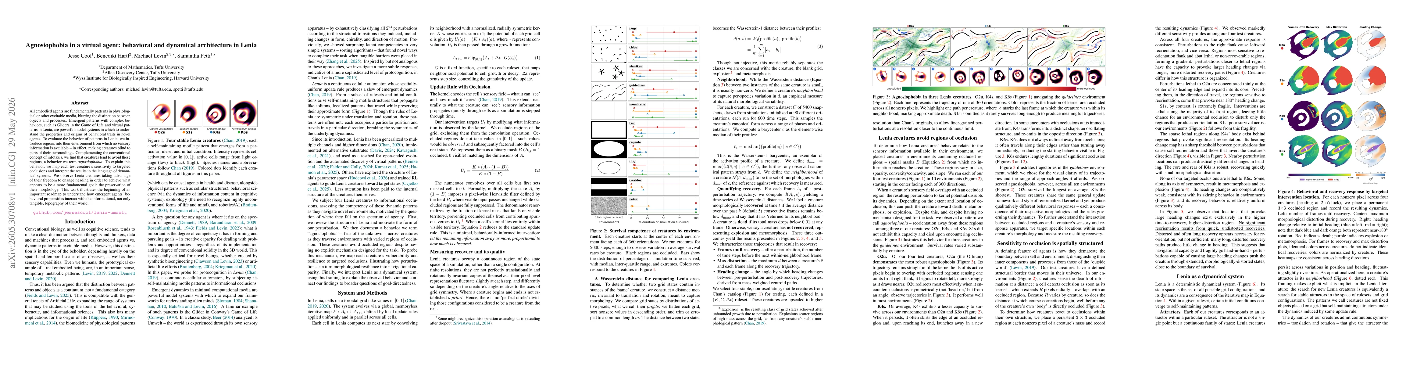 Thumbnail for Agnosiophobia in a virtual agent: behavioral and dynamical architecture in Lenia